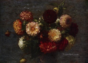  Latour Canvas - Chrysanthemums2 flower painter Henri Fantin Latour